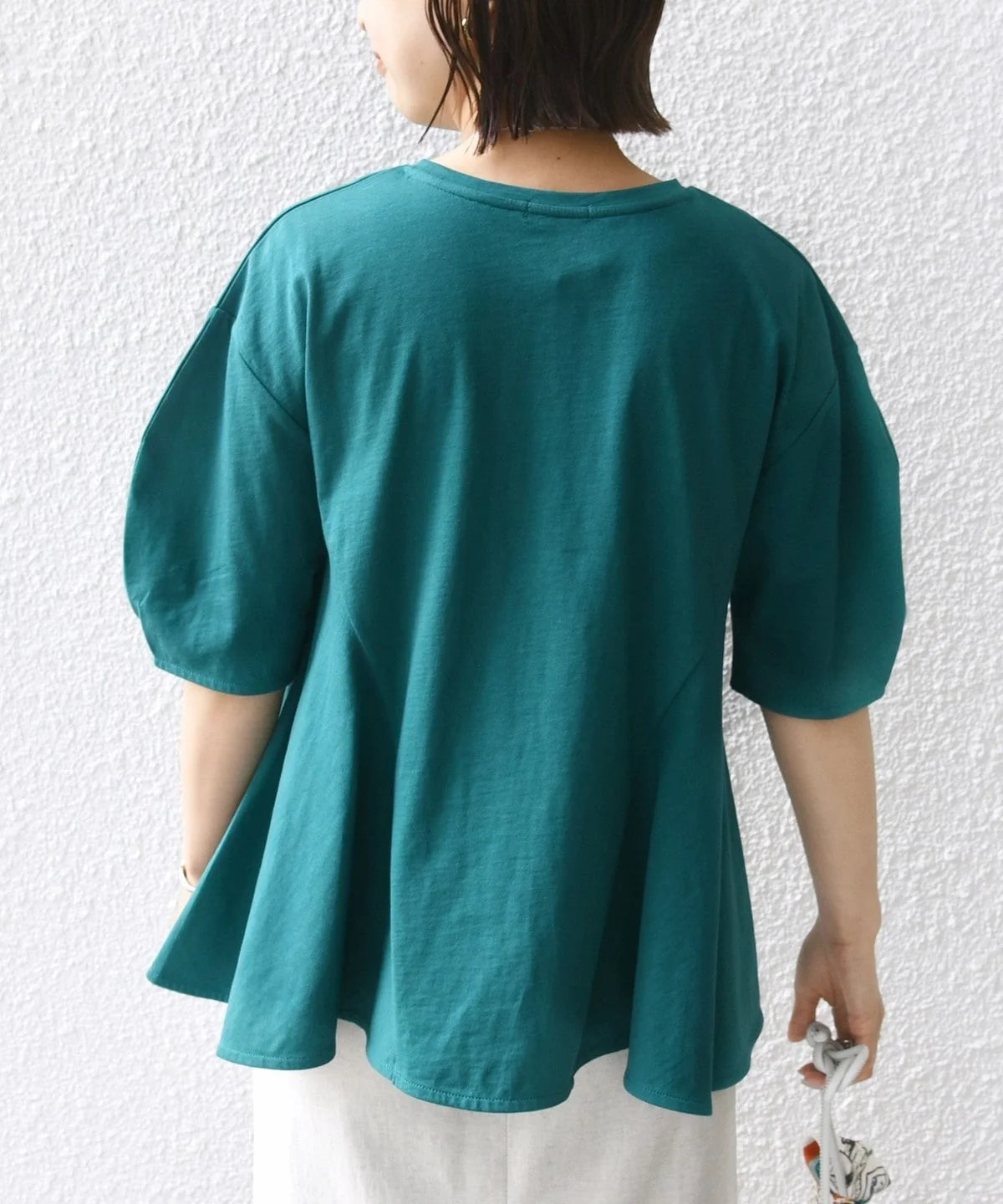 【WEB限定】 〈洗濯機可能〉へムフレア 5分袖 カットソー