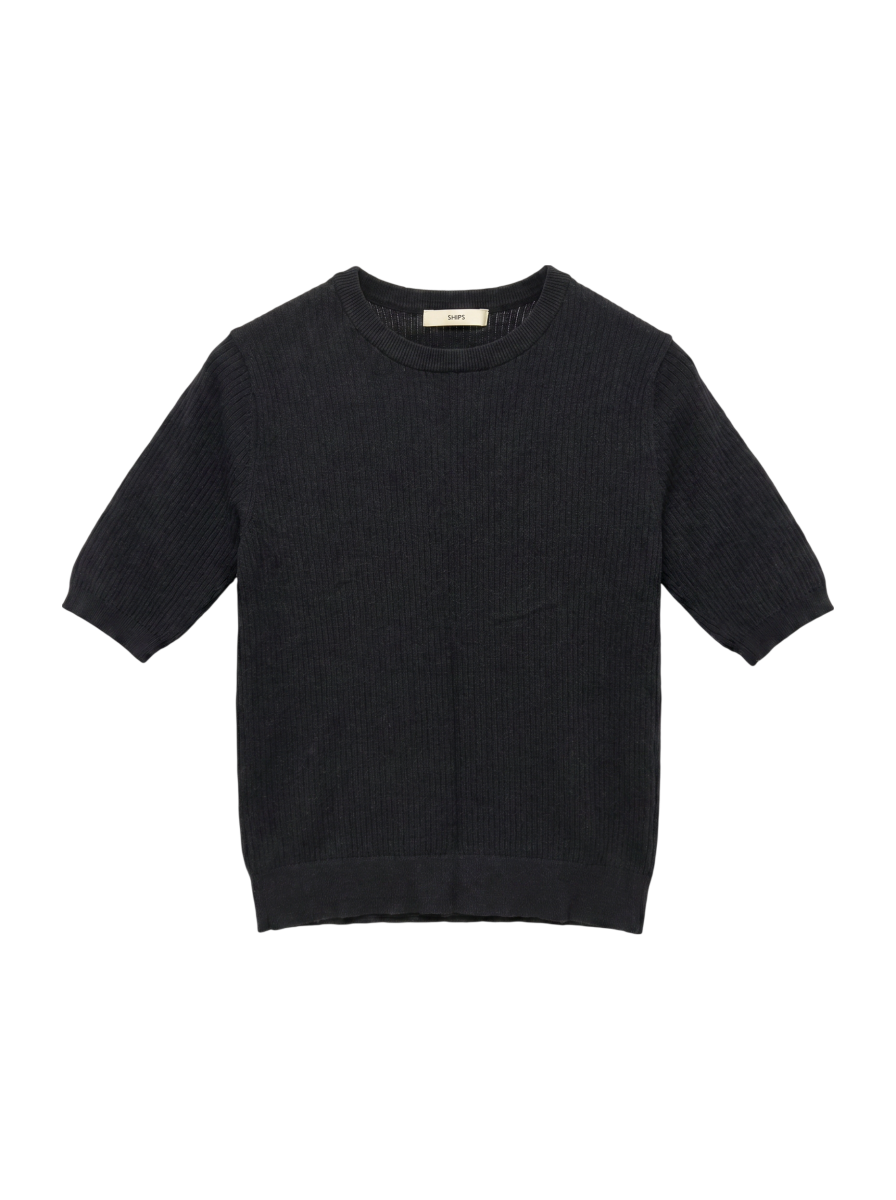 〈手洗い可能〉コットン ナイロン リブ ニット TEE