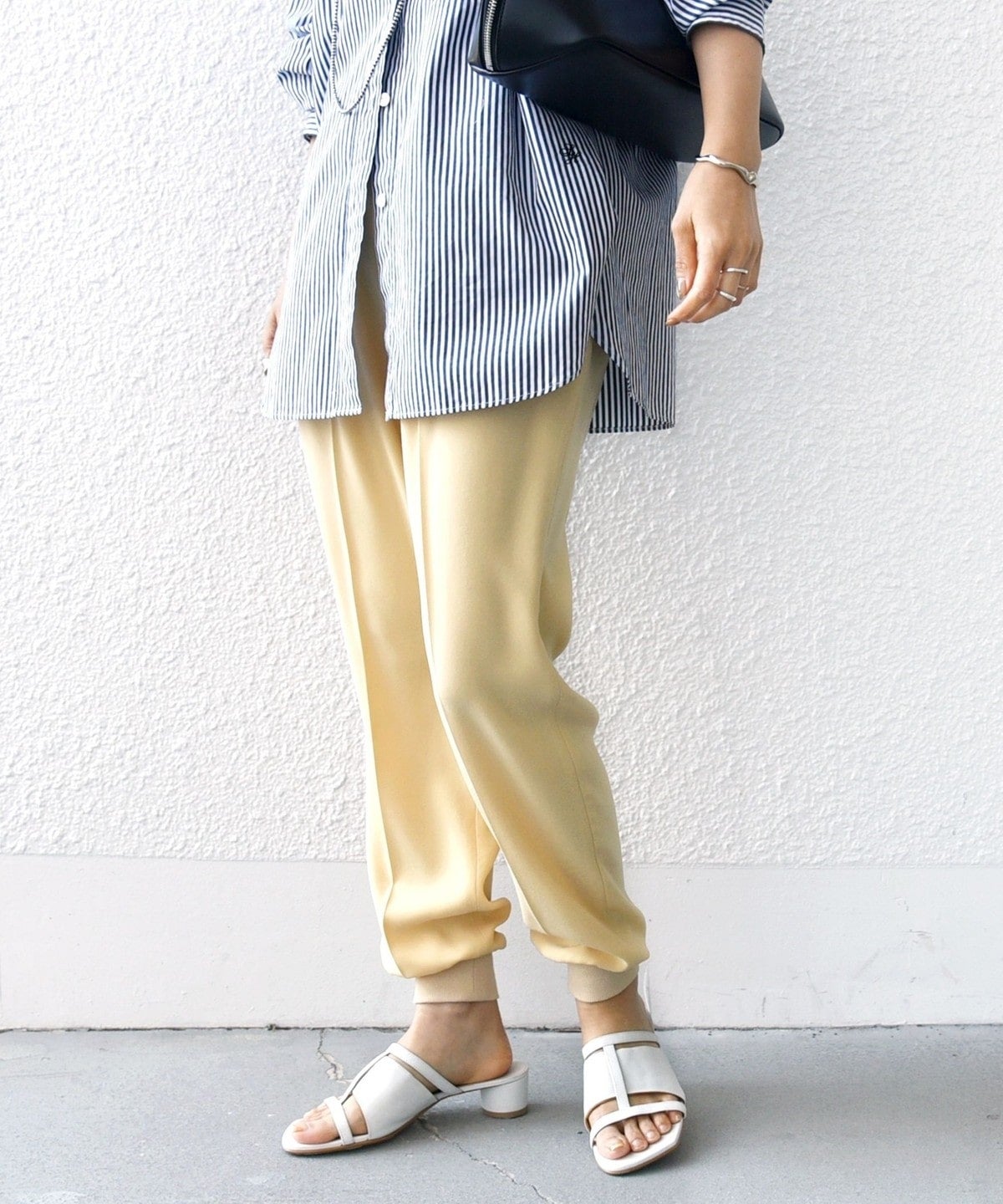 〈手洗い可能〉裾 リブ ドロスト パンツ