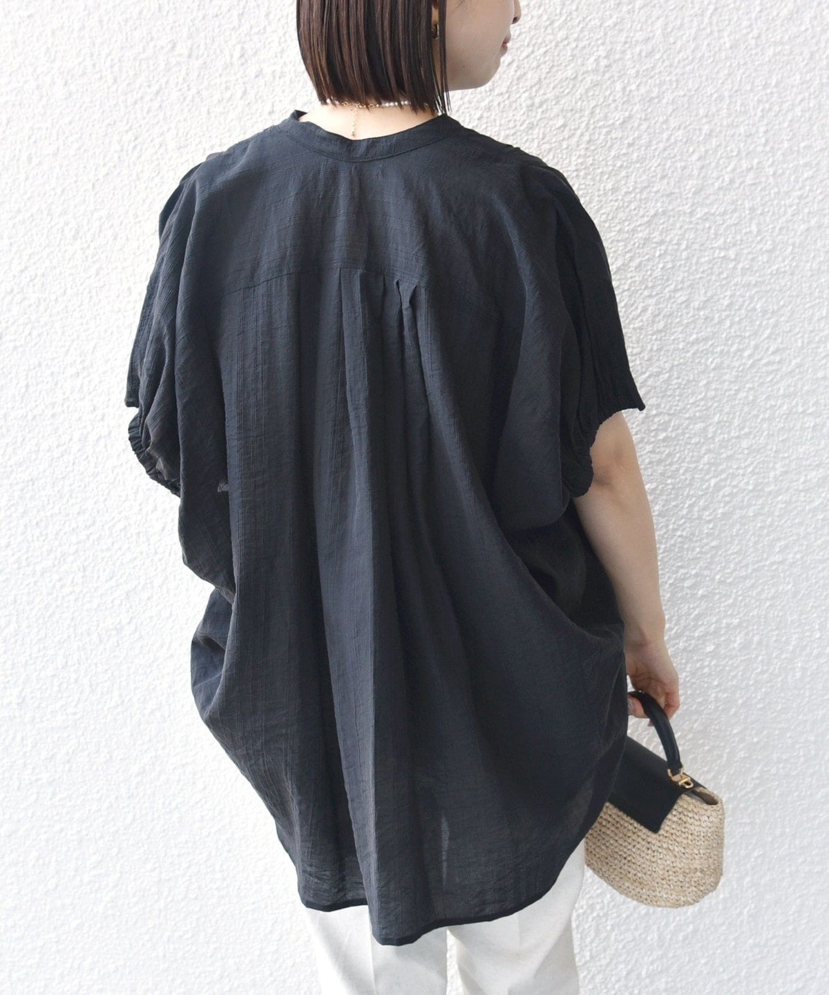 【WEB限定】〈洗濯機可能〉シアー ストライプ ギャザー ブラウス