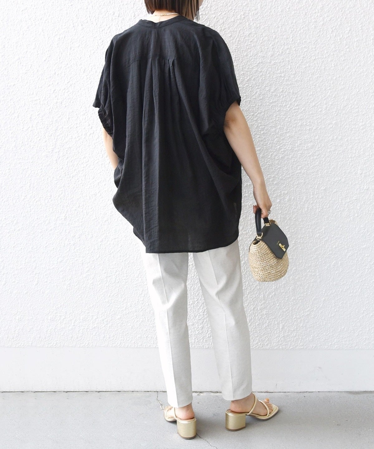 【WEB限定】〈洗濯機可能〉シアー ストライプ ギャザー ブラウス