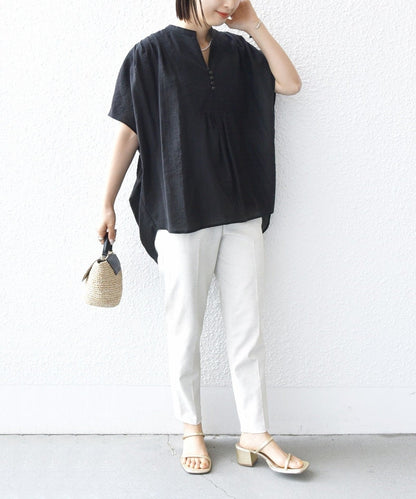 【WEB限定】〈洗濯機可能〉シアー ストライプ ギャザー ブラウス