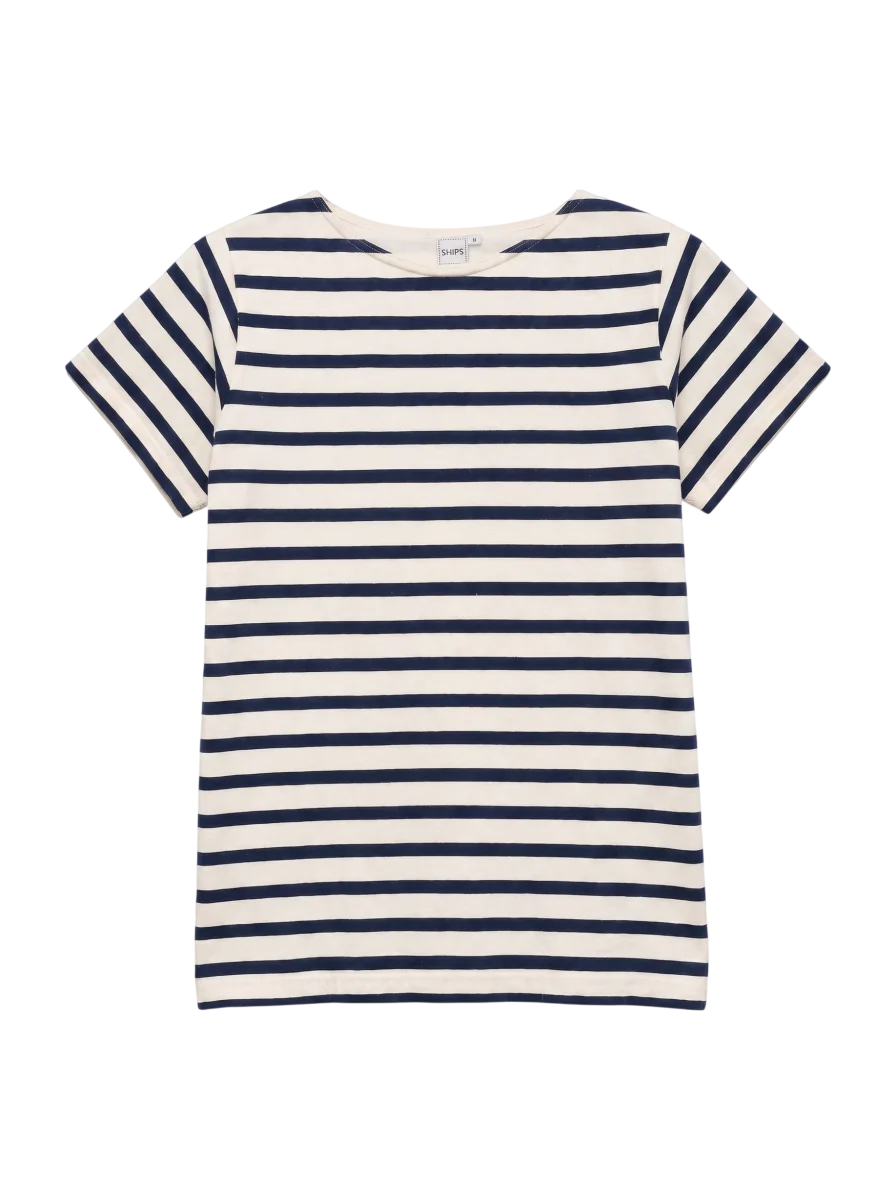 SHIPS KIDS:ボーダー ボートネック TEE(145〜160cm)