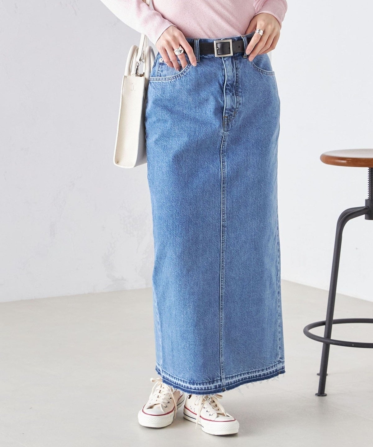 〈洗濯機可能〉Ｉライン デニム スカート 24SS