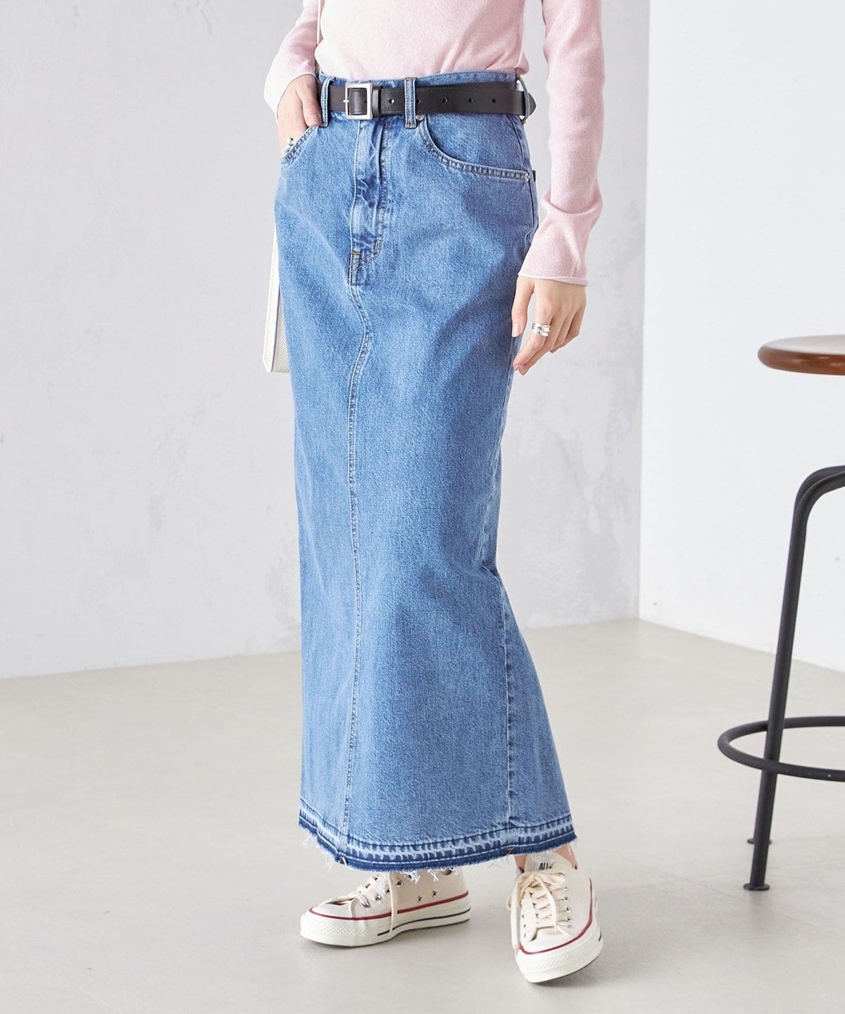 〈洗濯機可能〉Ｉライン デニム スカート 24SS