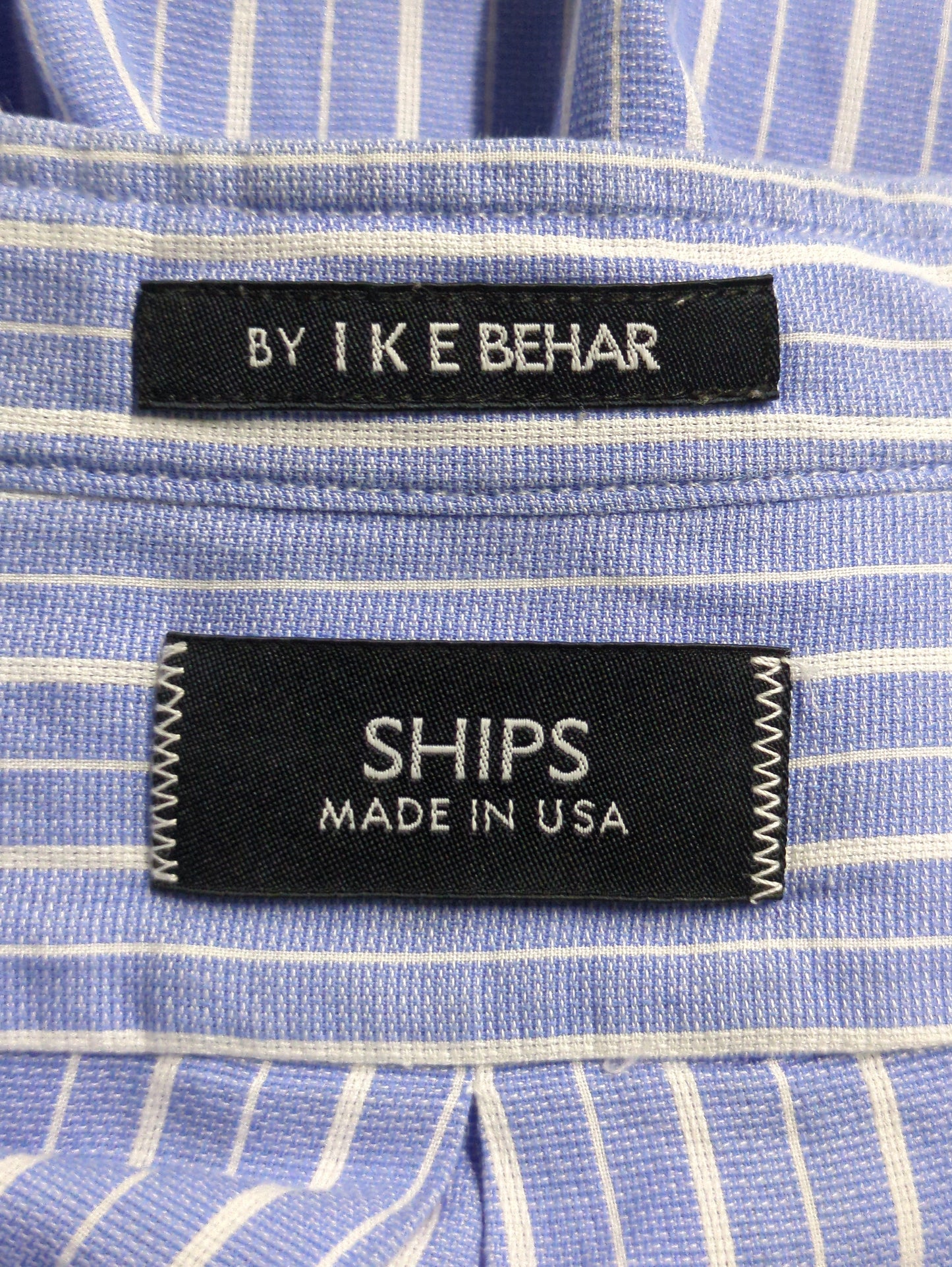 SHIPS×IKE BEHAR アメリカ製 ストライプ カラミ バンドカラー シャツ