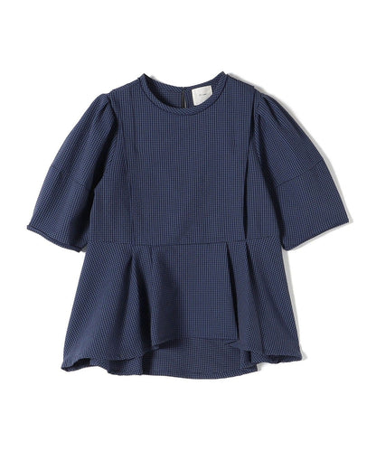 0 x ones:〈洗濯機可能〉サッカー ウエスト ペプラム ブラウス