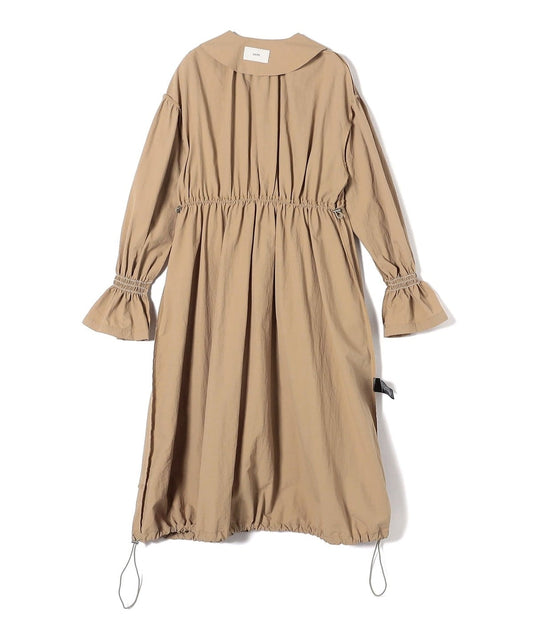 〈撥水加工/手洗い可能〉裾 ドロスト ノーカラー ロング コート 24SS