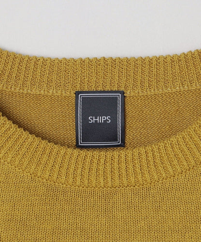 SHIPS: ラグジュアリー コットン リネン クルーネック ニット Tシャツ