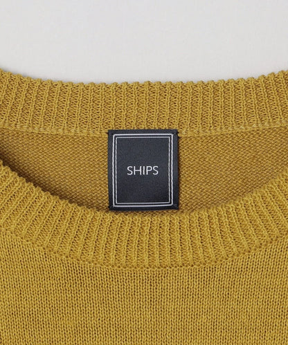 SHIPS: ラグジュアリー コットン リネン クルーネック ニット Tシャツ