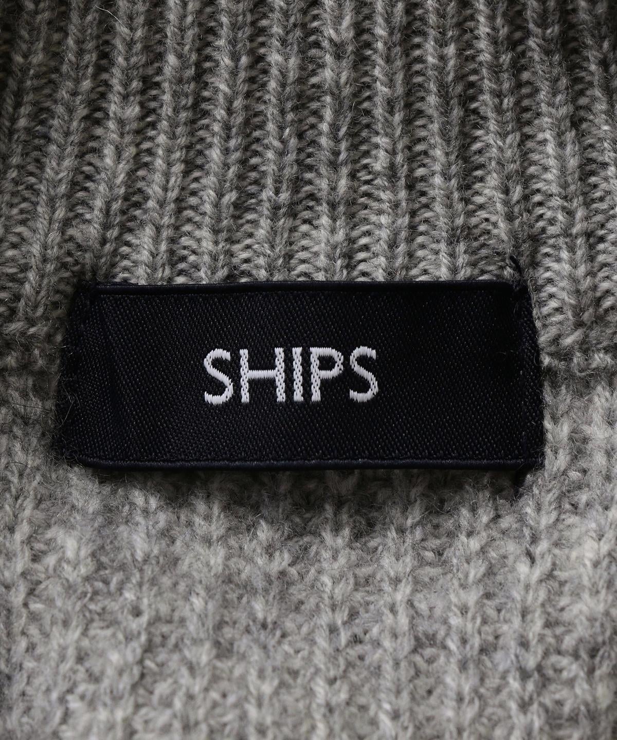 SHIPS: 両畦編み ラム/カシミヤブレンド ボトルネック ニット