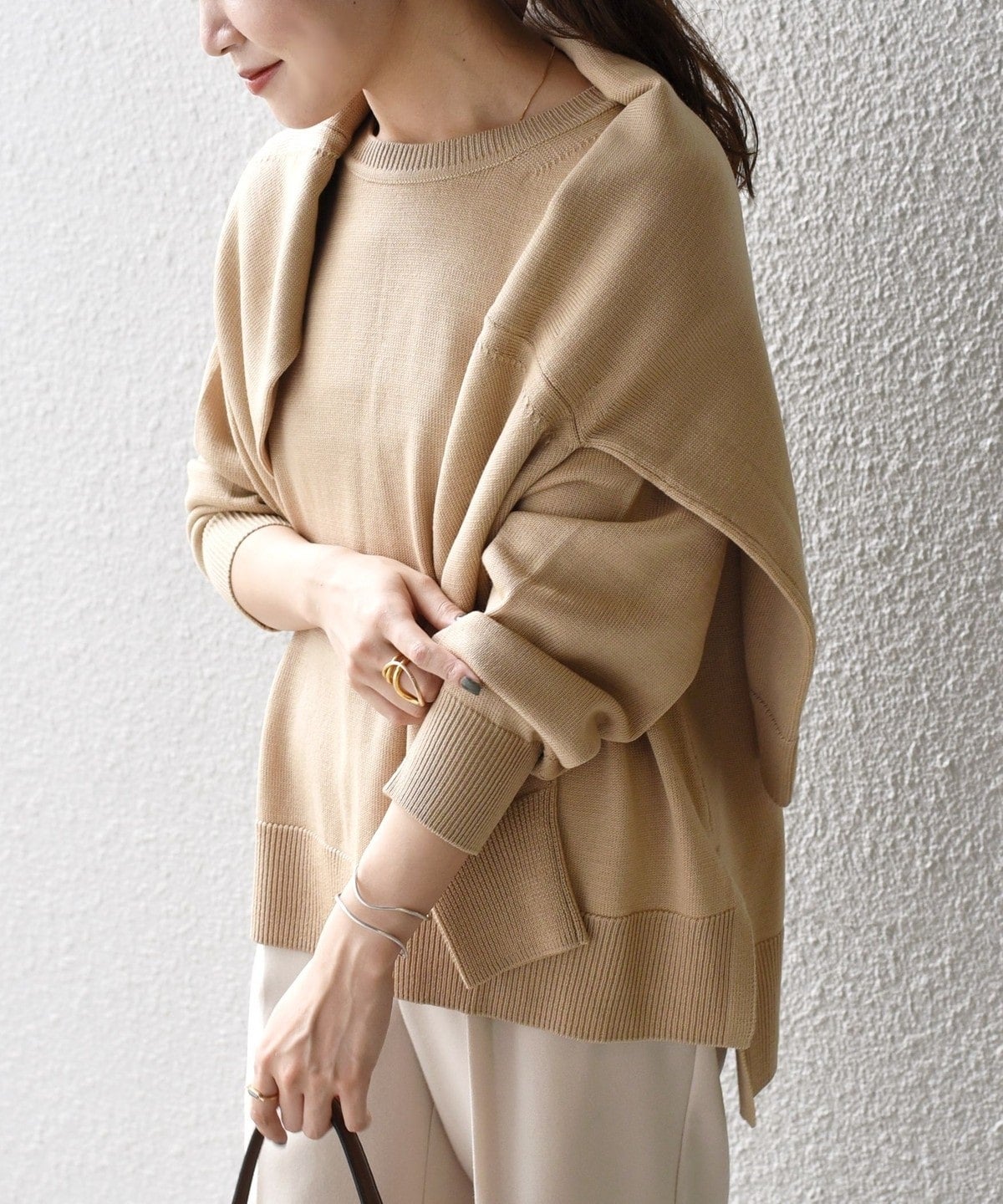〈手洗い可能〉ウォッシャブルクルーネックニット