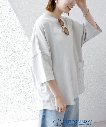 SHIPS any: COTTON USA ドルマン サイド ポケット Tシャツ 24SS