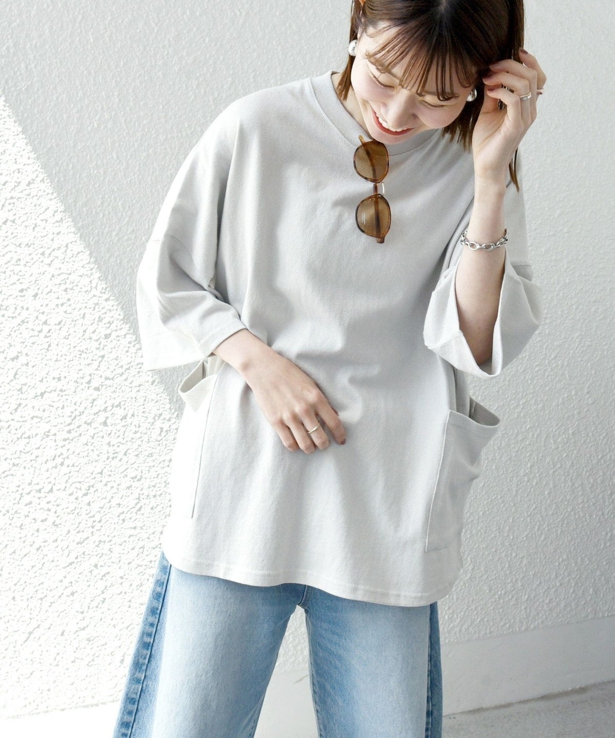 SHIPS any: COTTON USA ドルマン サイド ポケット Tシャツ 24SS