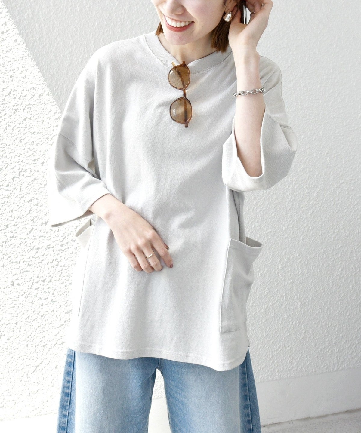 SHIPS any: COTTON USA ドルマン サイド ポケット Tシャツ 24SS