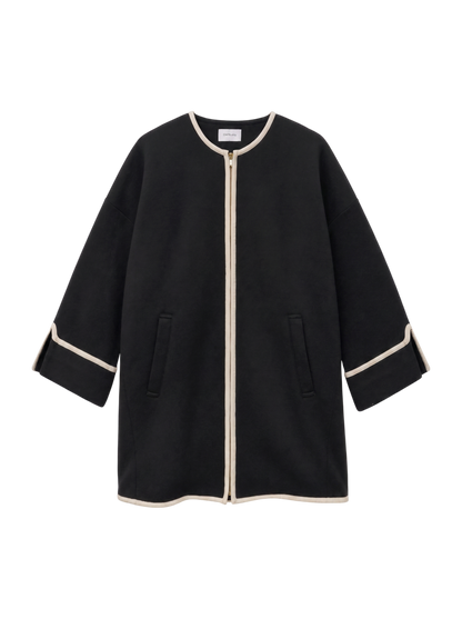 SHIPS any:〈UVカット〉ジャージー パイピング ノーカラー コート