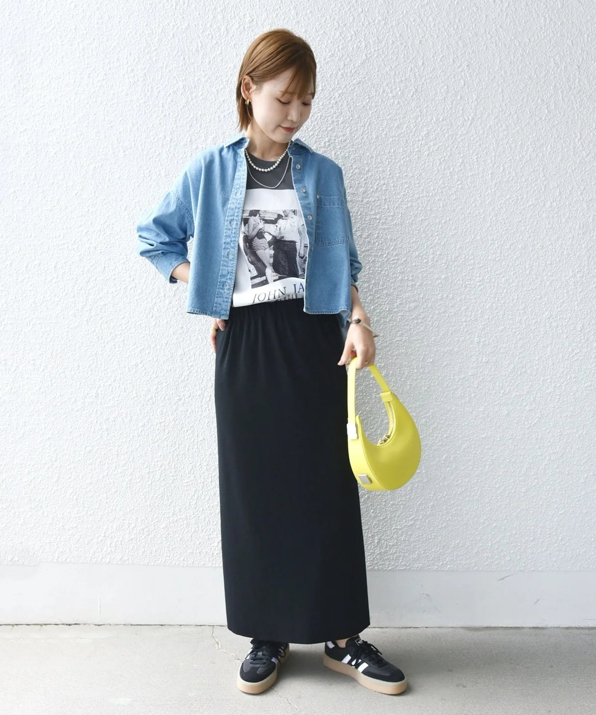 〈手洗い可能〉ECO BLUE(R) リブ ジャージー 2WAY ストレッチ スカート