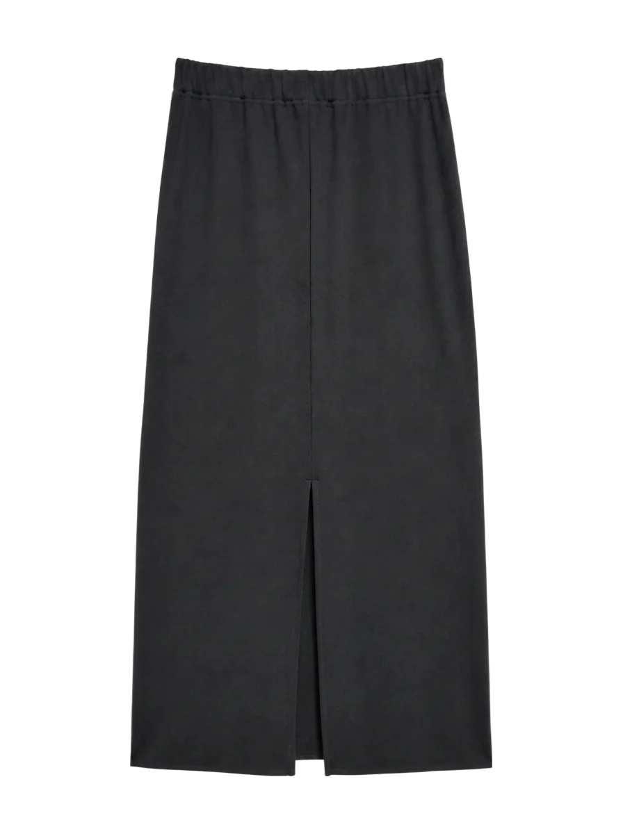 〈手洗い可能〉ECO BLUE(R) リブ ジャージー 2WAY ストレッチ スカート
