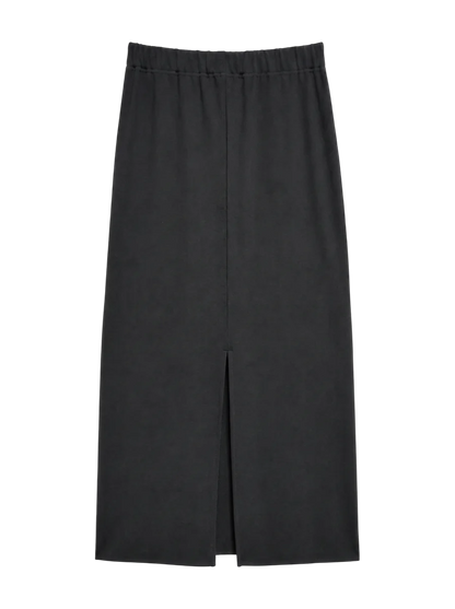 〈手洗い可能〉ECO BLUE(R) リブ ジャージー 2WAY ストレッチ スカート