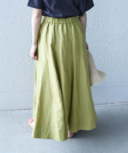 SHIPS any:〈手洗い可能〉リネン ミックス ランダム フレア スカート