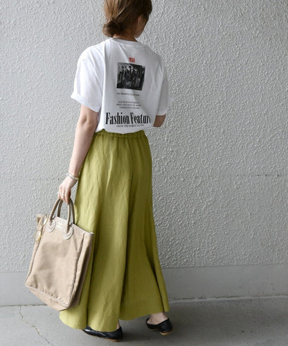 SHIPS any:〈手洗い可能〉リネン ミックス ランダム フレア スカート