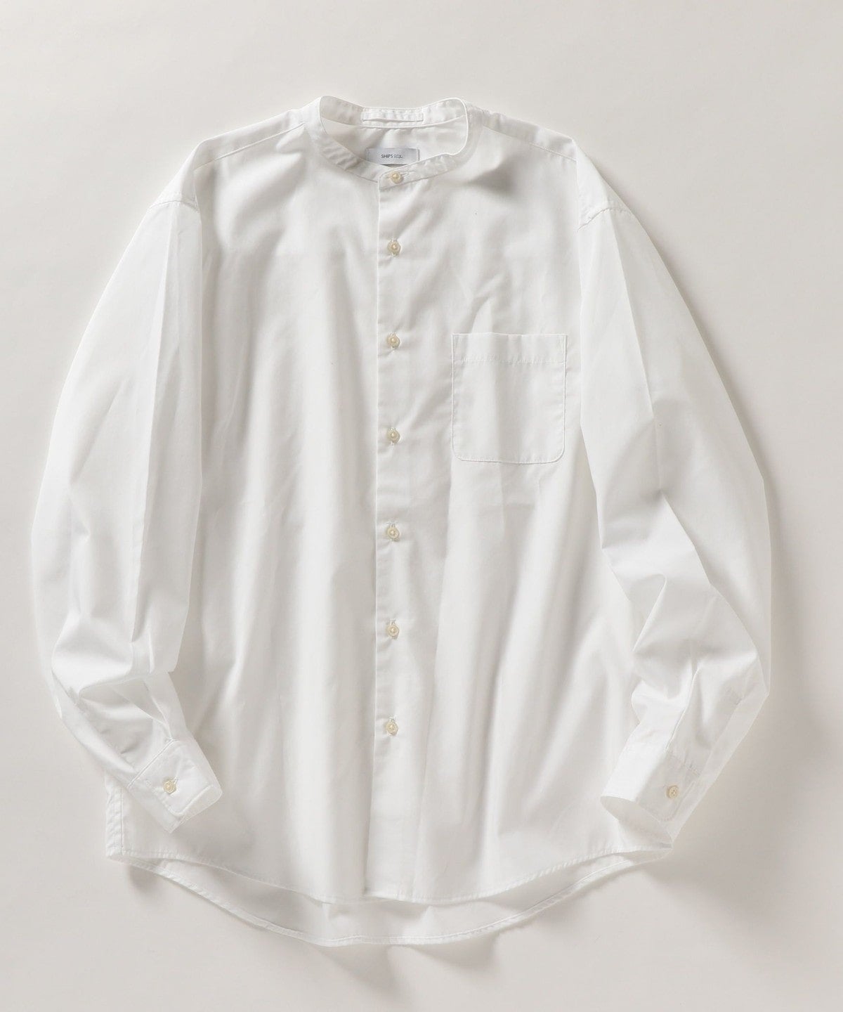 SHIPS any: バンドカラーシャツ ロングスリーブ