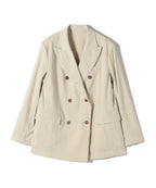 SHIPS Primary Navy Label:麻混 ストライプ ストレッチ ダブル ジャケット
