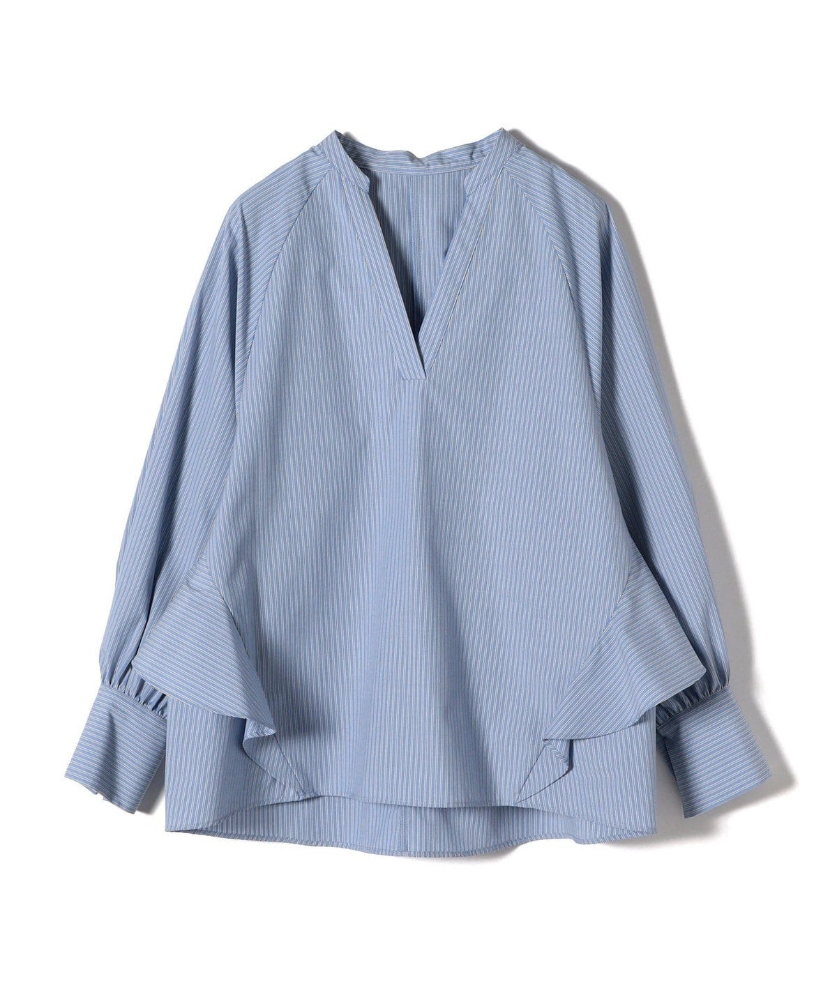 〈UVカット/手洗い可能〉ストライプ バック ラッフル ブラウス 24SS