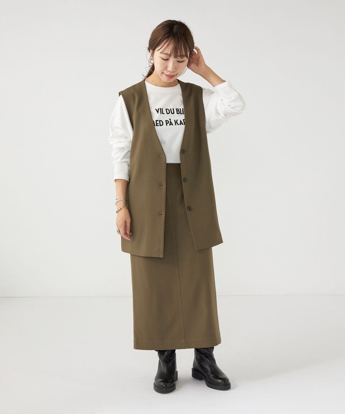 SHIPS any:〈ウォッシャブル〉ノーカラー ジレ