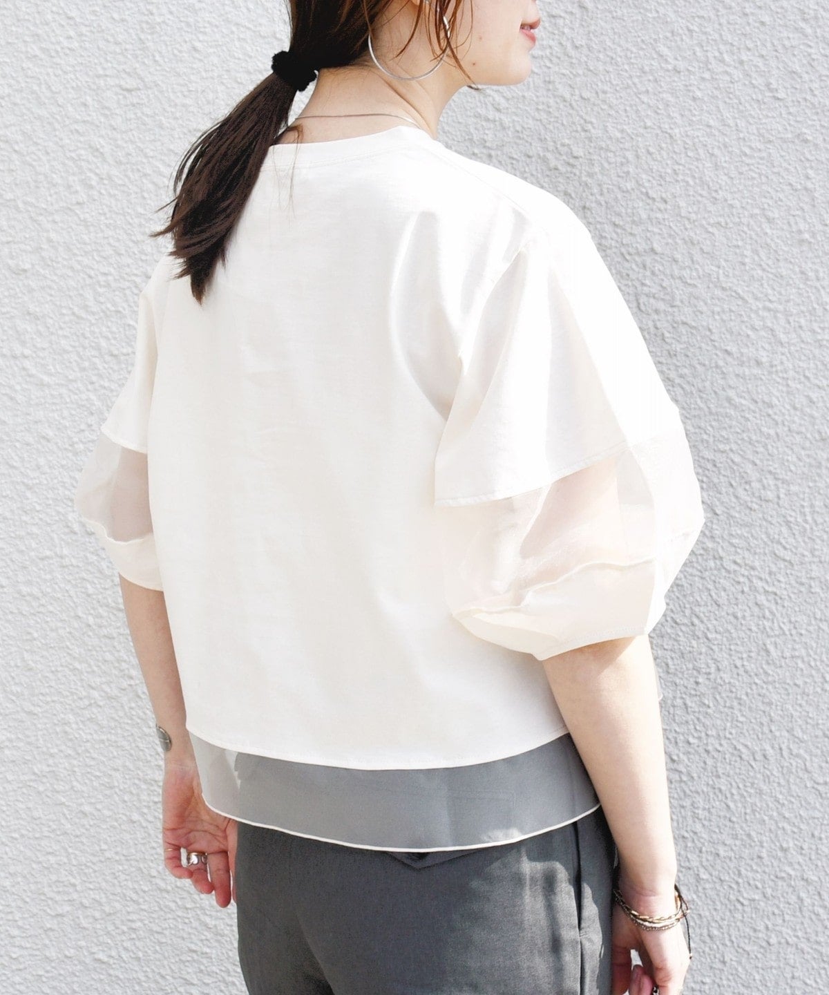 【WEB限定】〈手洗い可能〉シアー コンビ プルオーバー