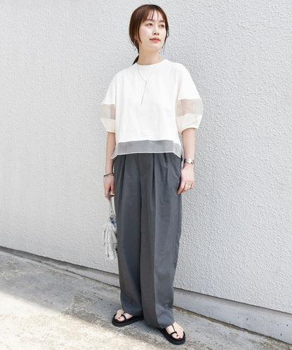 【WEB限定】〈手洗い可能〉シアー コンビ プルオーバー