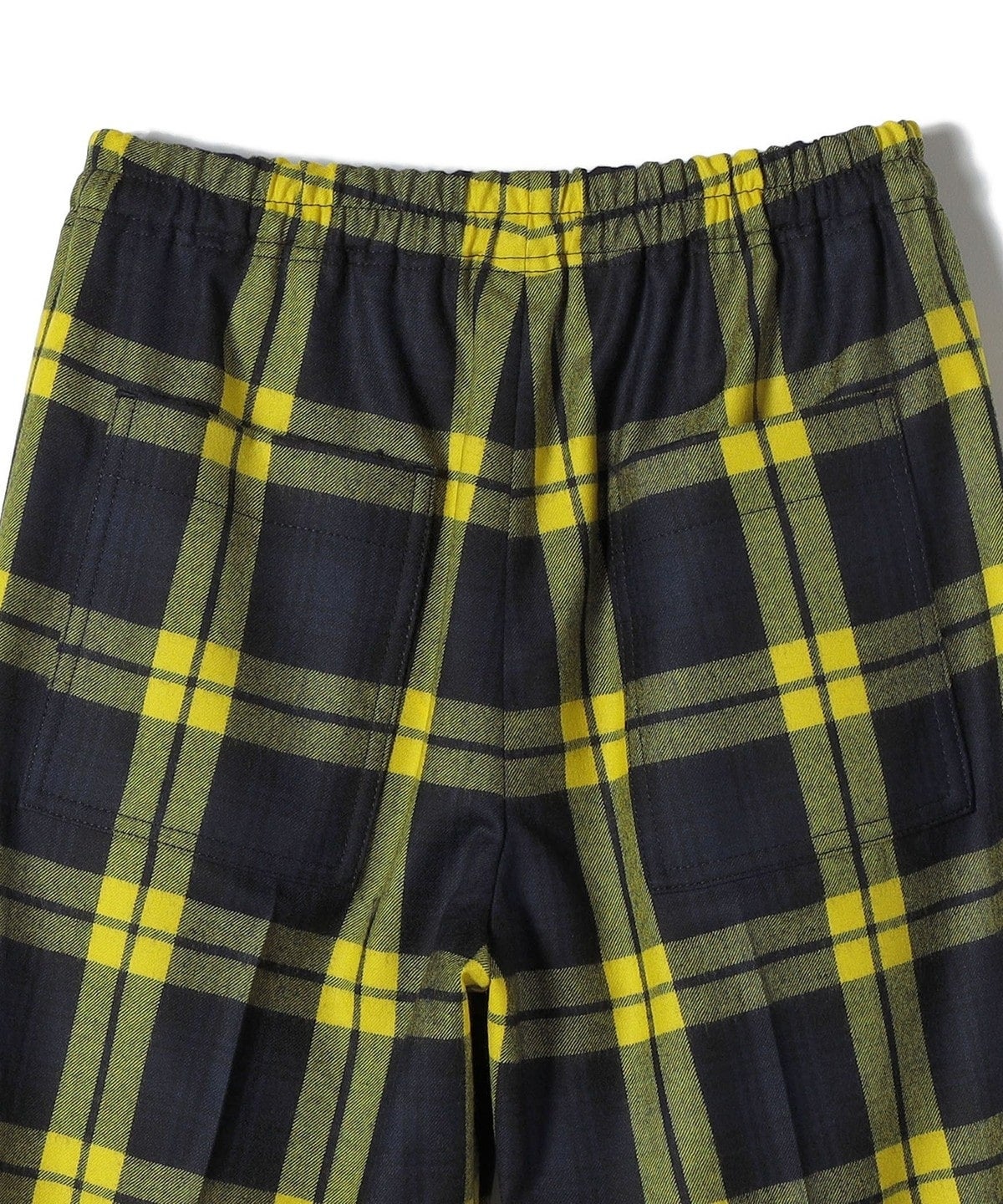 SHIPS Primary Navy Label:ウールチェックパンツ（ネイビー）