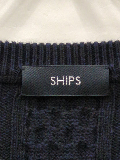 SHIPS:〈手洗い可能〉コットン ウール アラン クルーネック プルオーバー ニット