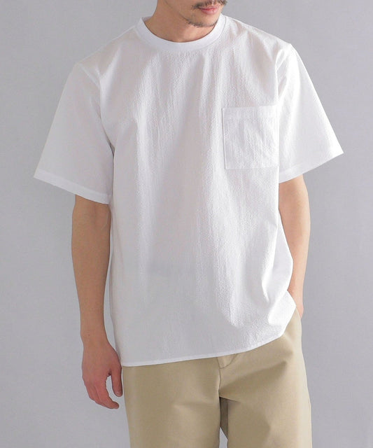 SHIPS: COOLMAX(R) シアサッカー クルーネック Tシャツ