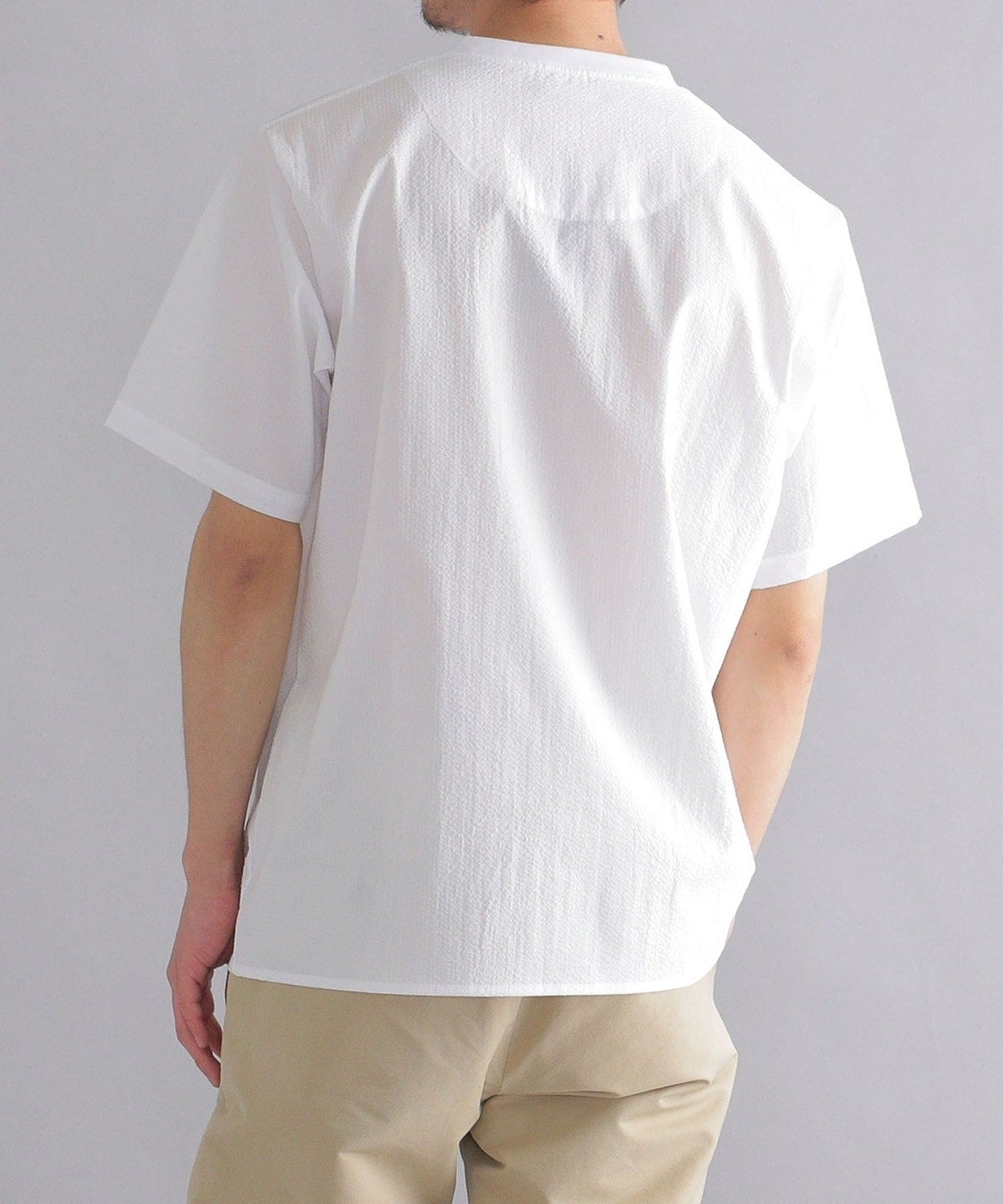SHIPS: COOLMAX(R) シアサッカー クルーネック Tシャツ