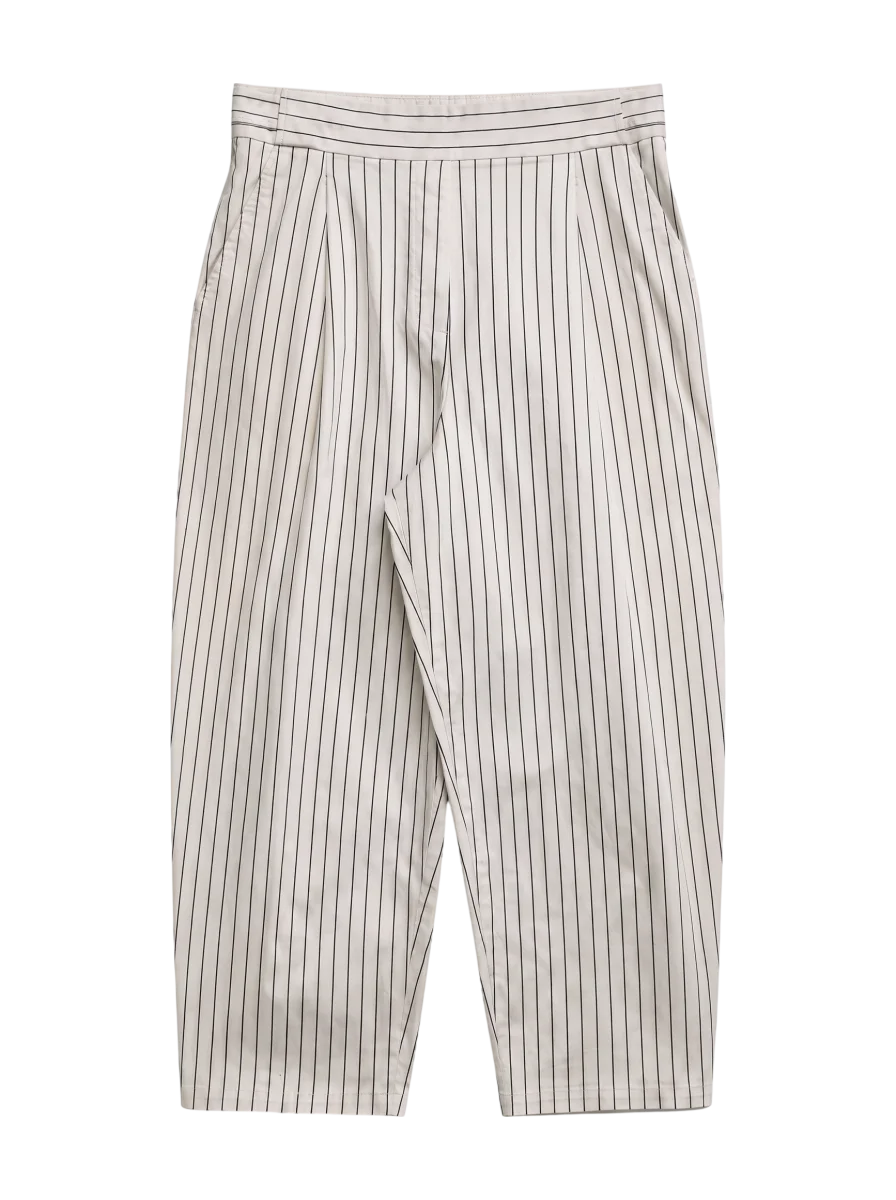 TWILL STRIPE TUCK PANTS