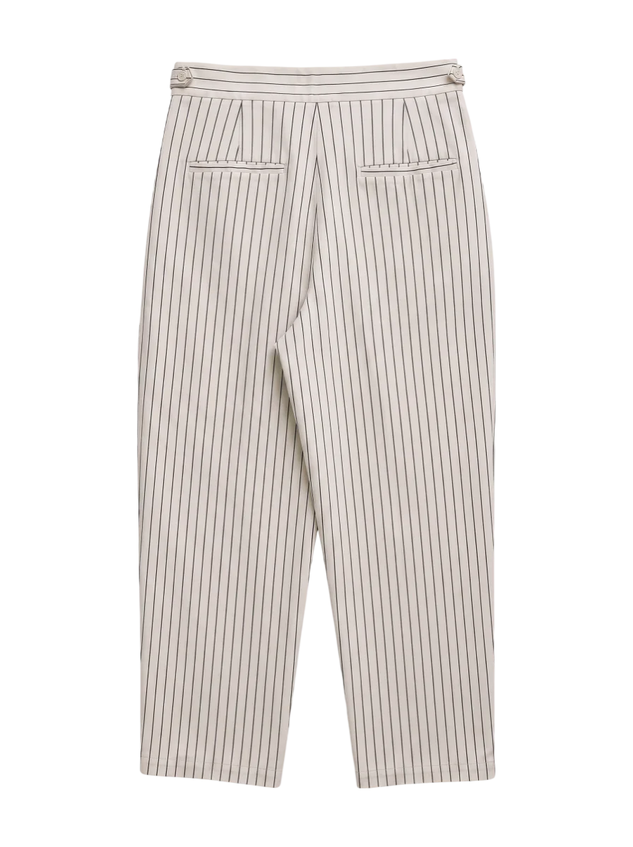 TWILL STRIPE TUCK PANTS