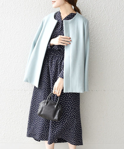【WEB限定】〈手洗い可能〉プリントロングスリーブVネックワンピース