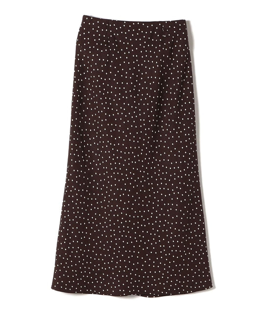 〈手洗い可能〉リネンレーヨンドット/ソリッドセミフレアスカート