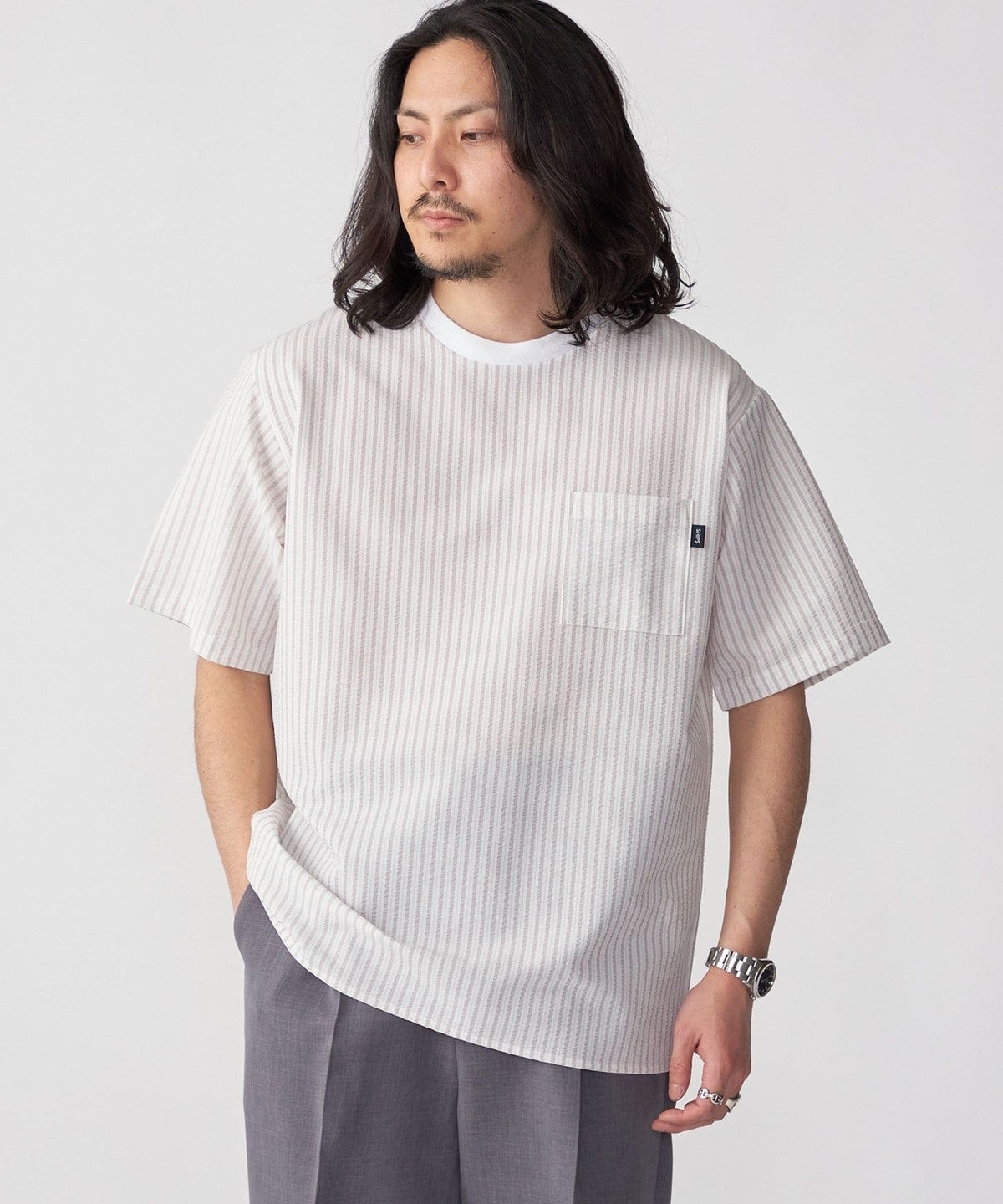 SHIPS: COOLMAX(R) シアサッカー Tシャツ