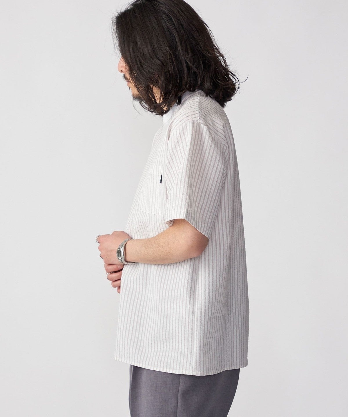 SHIPS: COOLMAX(R) シアサッカー Tシャツ