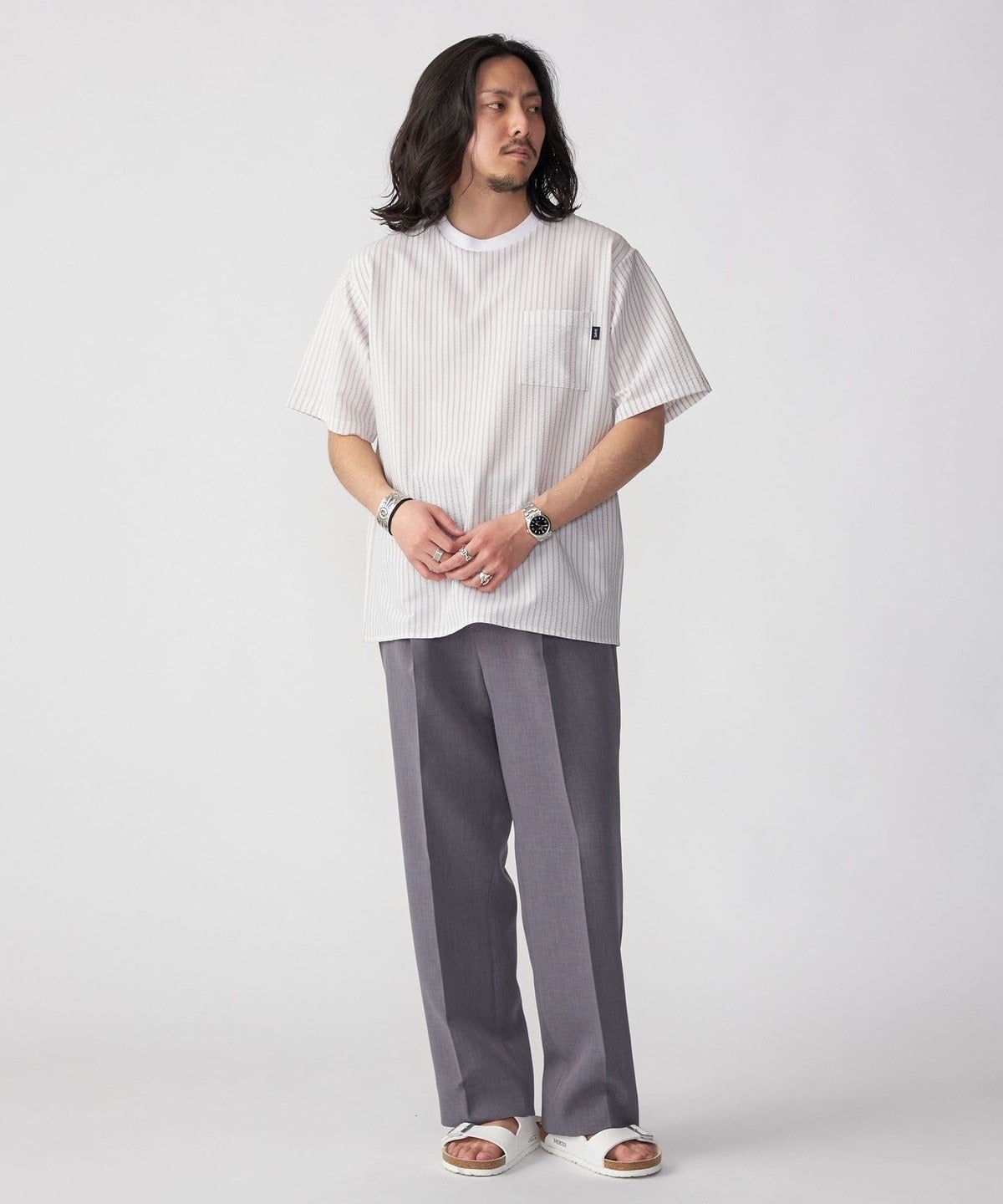 SHIPS: COOLMAX(R) シアサッカー Tシャツ