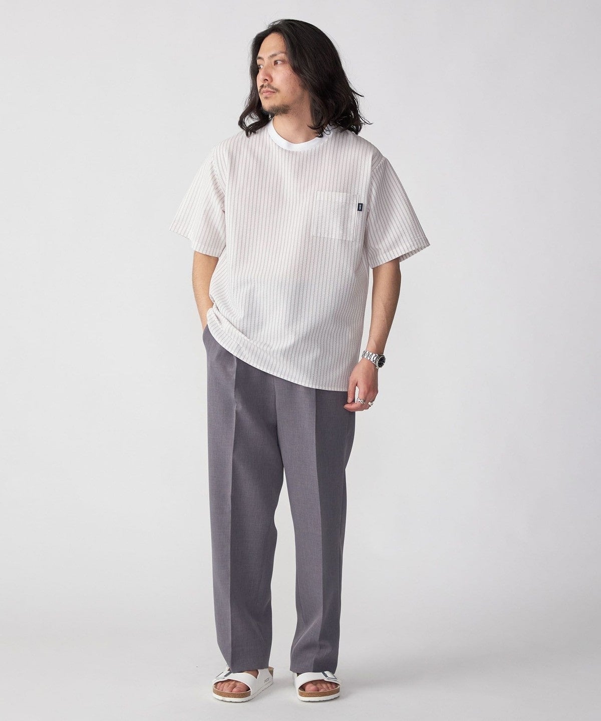 SHIPS: COOLMAX(R) シアサッカー Tシャツ
