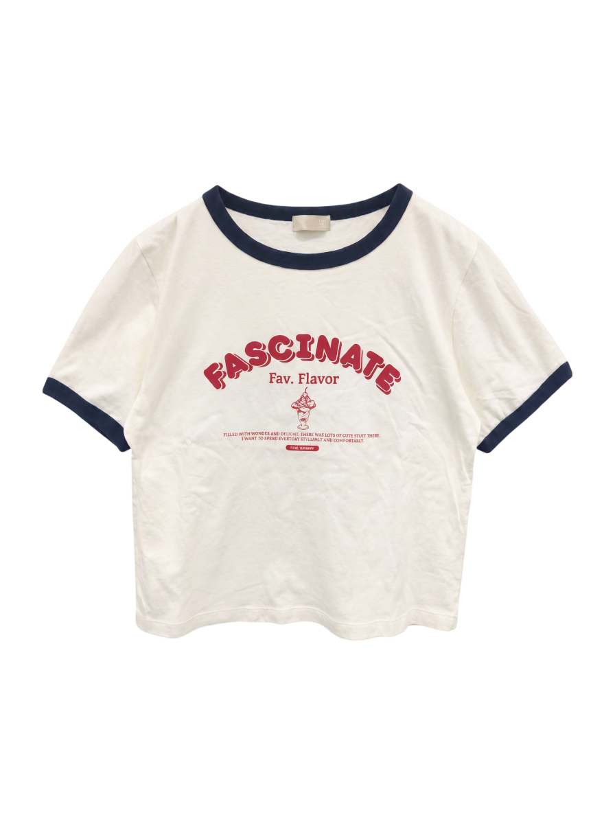 ロゴプリントリンガーTシャツ
