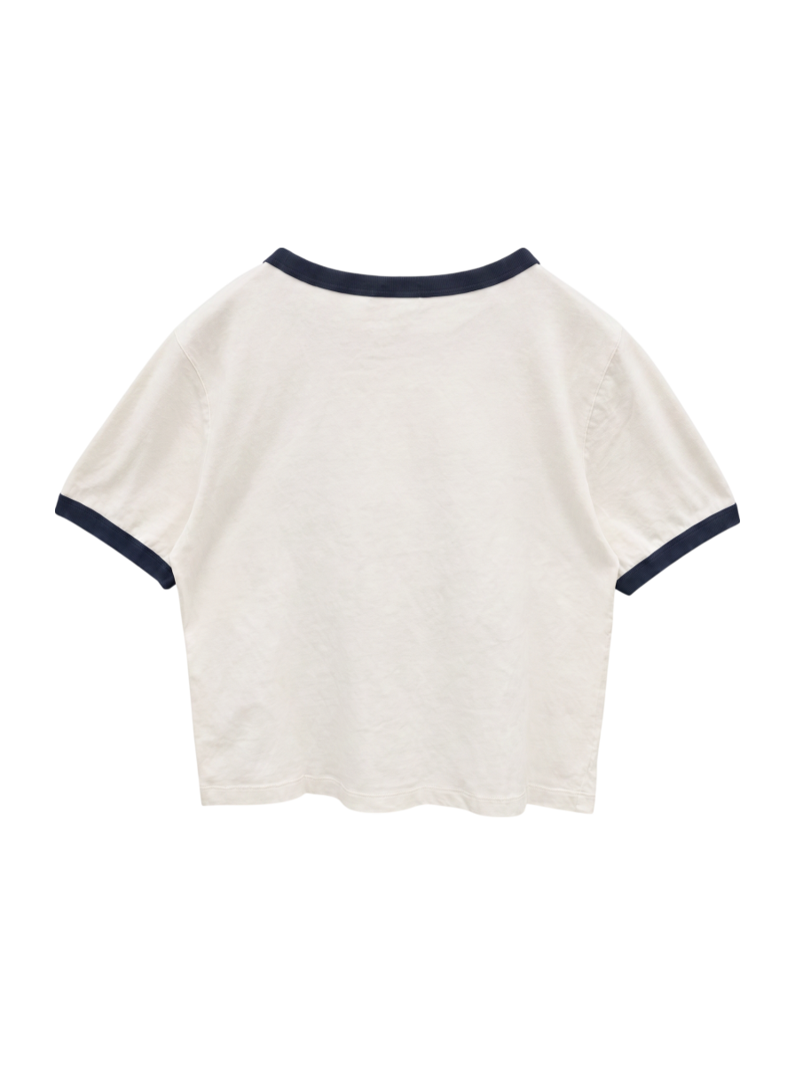 ロゴプリントリンガーTシャツ