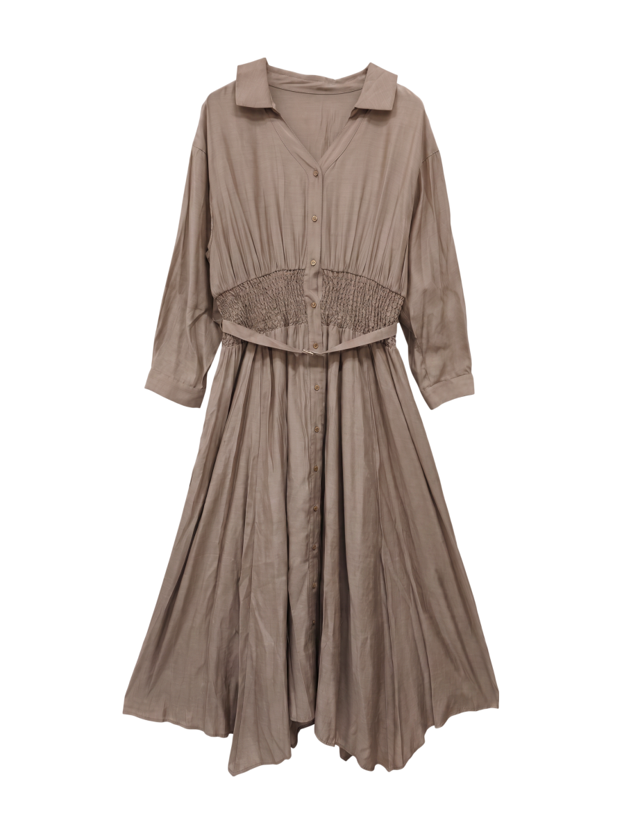 シャーリングシャツワンピース