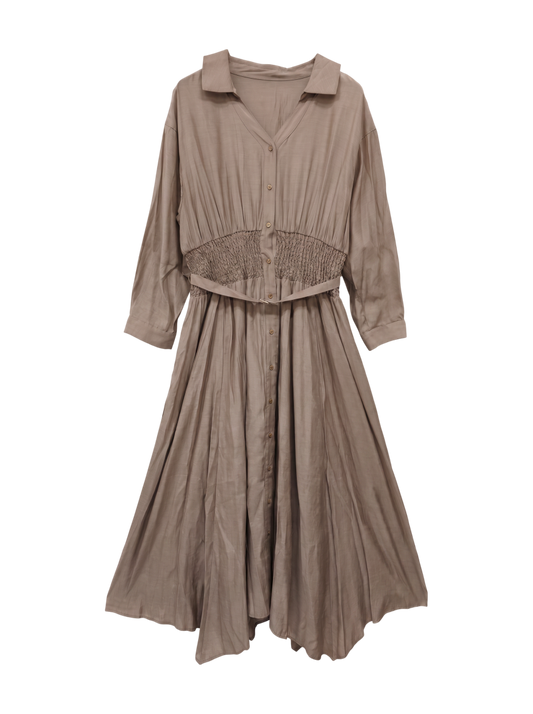 シャーリングシャツワンピース