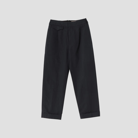 COTTON LINEN PLAIN WEAVE TROUSERS
