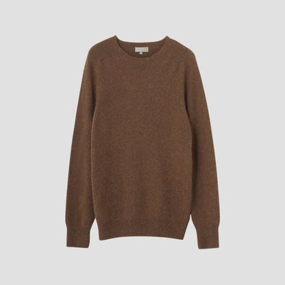 COTTON CASHMERE TWIST SADDLE CREW KNIT