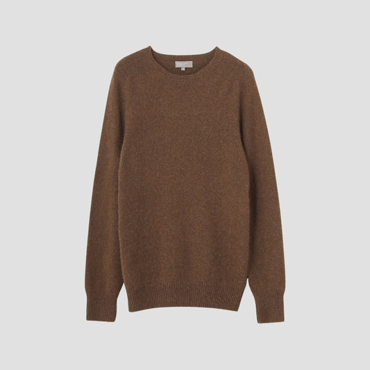 COTTON CASHMERE TWIST SADDLE CREW KNIT